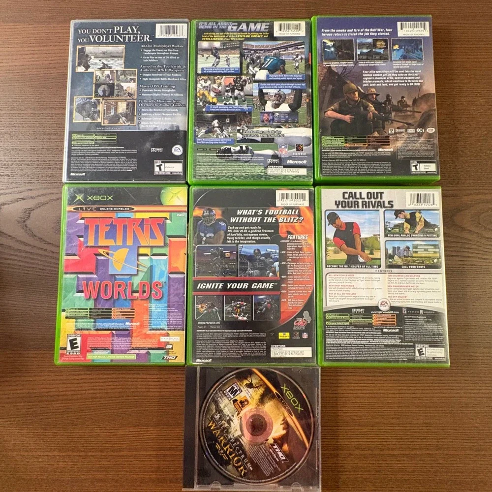 Microsoft Xbox Video Game Lot of 7 NFL Blitz‎ Star Wars Medal of Honor Bundle